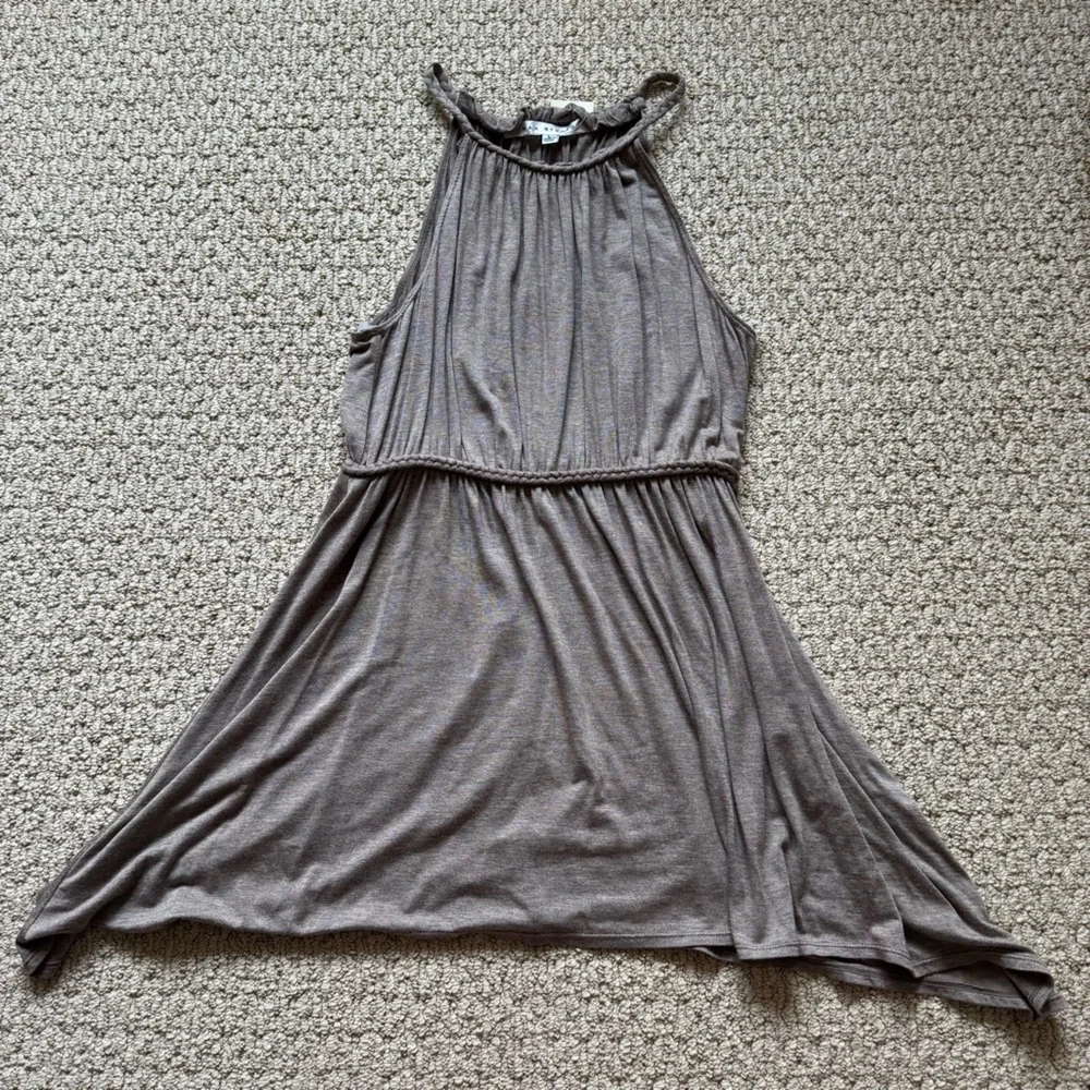 Max Studio Brown Sleeveless Elastic Waist Sleeveless Tunic Asymmetrical Top L